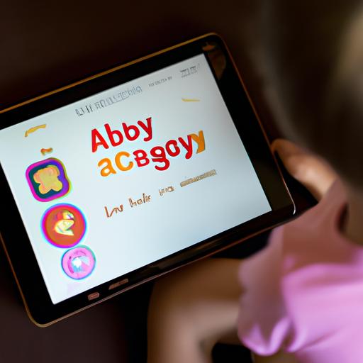 A child exploring the ABCya Games website on a tablet.