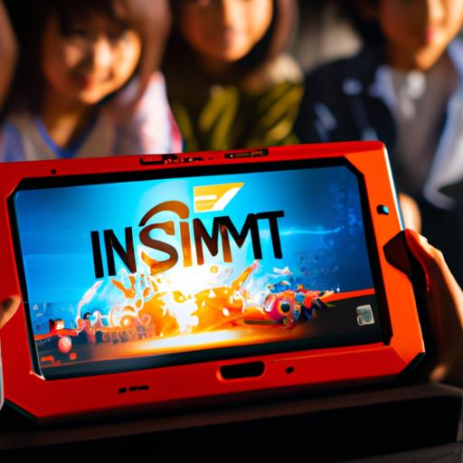 Nintendo Switch console displaying the Genshin Impact game cover, surrounded by excited fans anticipating its arrival on the platform.