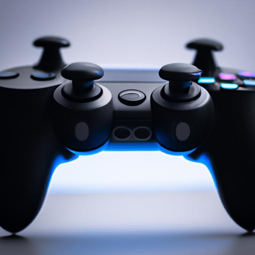 A close-up shot of a Playstation 4 Bluetooth controller