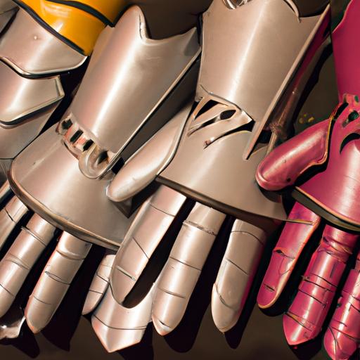 A collection of gauntlets representing different eras and purposes.