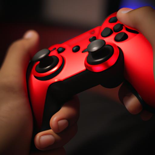 A gamer enjoying the enhanced grip and comfort of a red PlayStation 4 controller.