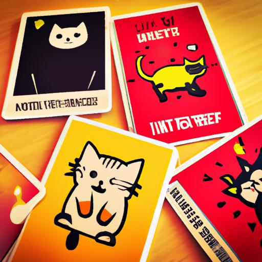 Exploding Kittens cards featuring vibrant and engaging artwork.