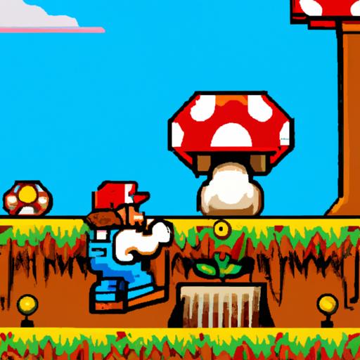 Mario collecting a power-up mushroom in Super Mario Bros: The Lost Levels