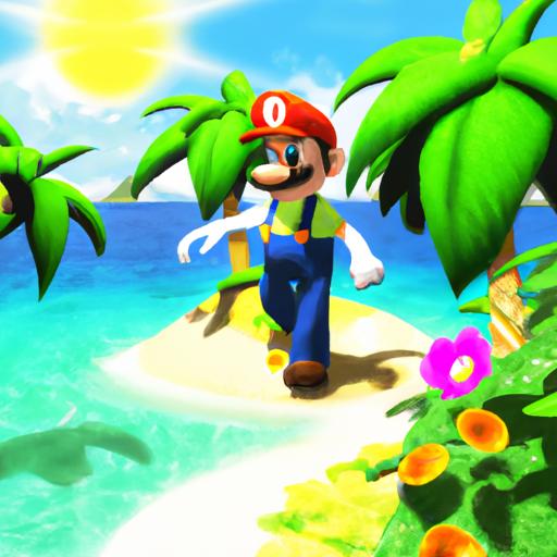 Mario exploring the vibrant Isle Delfino in Mario Sunshine Switch