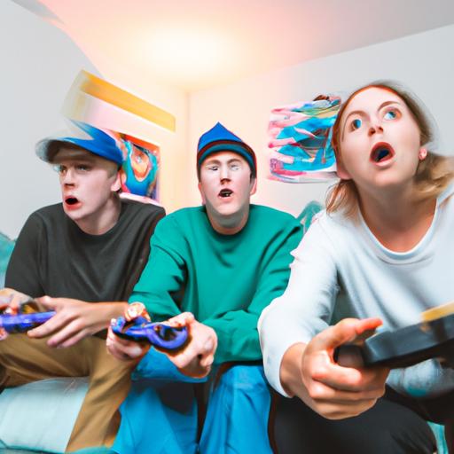 Friends enjoying the exhilarating multiplayer experience on the Nintendo 64 console.