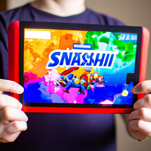 Nintendo Switch console with Super Smash Bros Ultimate