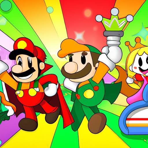 The beloved characters of Super Mario Advance against a vibrant backdrop.