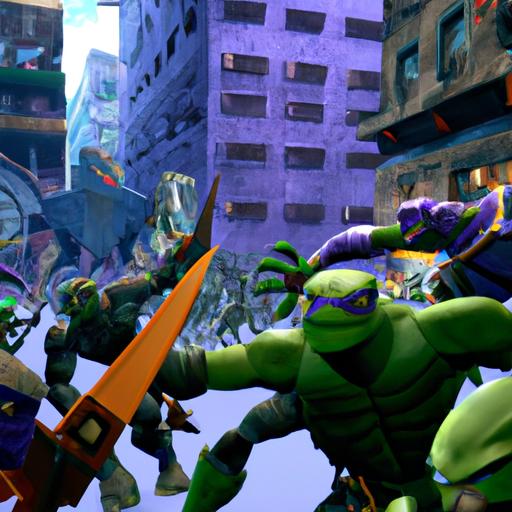 Leonardo and Donatello fighting against the Foot Clan in TMNT Shredder's Revenge.